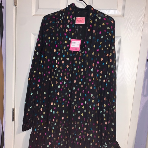 Kate Spade Metallic Holiday Dots Tie-neck Shift Dress NWT - XXL - Picture 3 of 8
